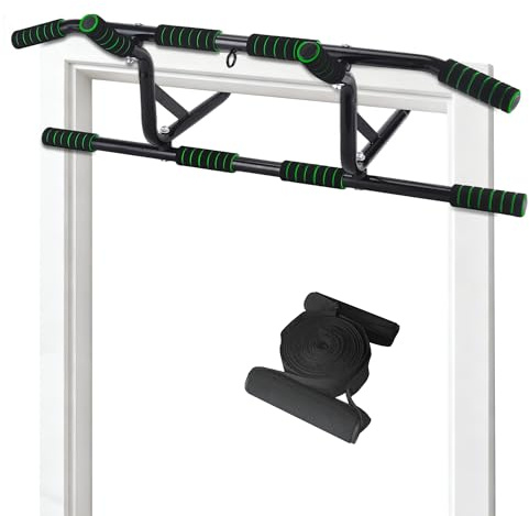 Worldgeil Klimmzugstange Türrahmen - Klimmzugstange zum Einhängen ohne Schrauben - Kein Abrutschen - Pull Up Bar mit Gepolsterten Griffen - Profi Türreck für Türrahmen 80-90 cm