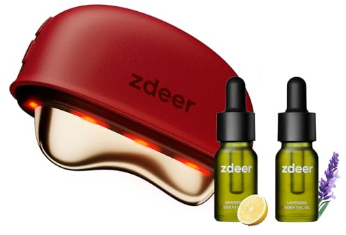 ZDEER GS5 Electric Heated Gua Sha Kit, Red Light Face Massager Tool, Red