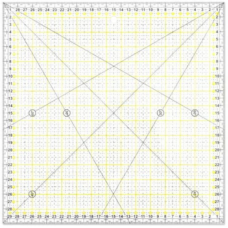 YICH Patchwork Lineal Nähen 30x30 cm Schneiderlineal Patchwork Zubehör | Nählineal Näh Lineal Nähzubehör Nähen Zubehör zum Quilten/Stoffhandwerk/Basteln