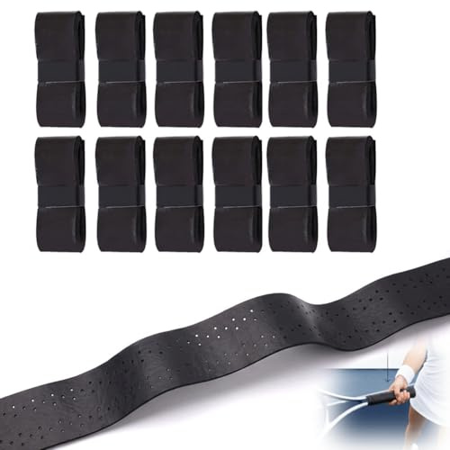Grip Raquette Tennis Overgrip Antiderapant 10 Pieces 1100x25x0.7mm Badminton Squash Absorbant Bande Poignee Canne a Peche Baguette Batterie Guidon Velo Confort Surgrip Anti Vibration Sport Noir