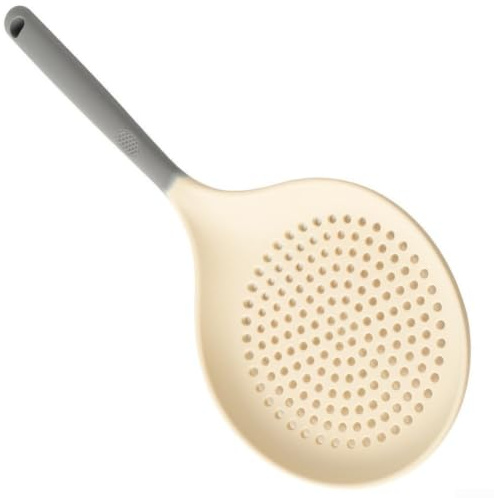 Schiumarola in silicone resistente, con scanalature, flessibile, per pentole calde, patatine fritte, frutti di mare, gadget da cucina, 36,5 cm, grigio