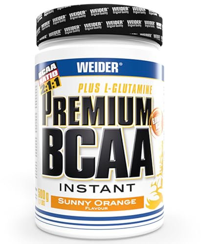 Weider- Premium BCAA Instant Aminosäuren Pulver + Glutamin und Vitamin B6, Sunny Orange, 500 g