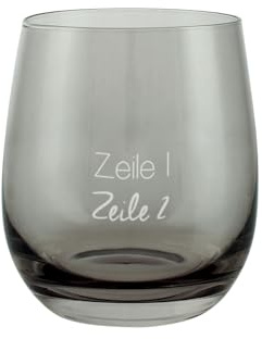 Herz & Heim® Graues Glas mit Gravur (Wunschtext)