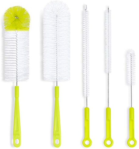 Cepillos de Limpieza para Botellas de Agua con Cuello Estrecho, 40,6 cm, Mango Largo, para Limpiar Botellas de Agua Contigo y S'Well y Botellas Deportivas Sencillas y Modernas para Limpiar