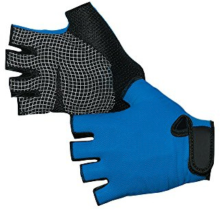 Jah Polyester‑Radhandschuh (schwarz/blau) – PVC‑verstärkt & griffsicher – für Fahrrad, Fitness, Freizeit
