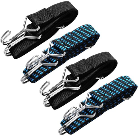 Spanngummi mit Haken,4 Stück Expander Spanngurte mit Haken, Verstellbar Gepäckspanner Breit, 1M Gummiband mit Haken, Universal Gummispanner, Spanngummis Von Möbeln,Sackkarren,Camping, Motorrad