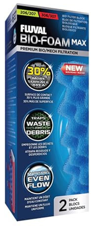 Fluval Bio-Foam MAX Schaumstofffilter, mit vergrößerter Oberfläche für den Fluval 207 und 307 Außenfilter, 2er Pack