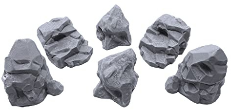 EnderToys Paquete de Roca de Piedra, Paisaje de Terreno para Mesa de 28 mm miniaturas Wargame, 3D Impreso y pintable