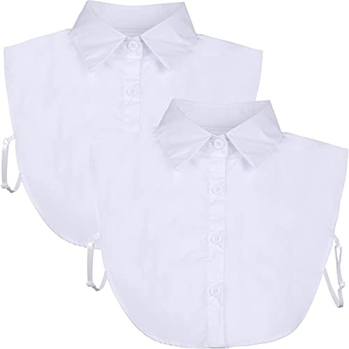 Tatuo Kragen für Damen, 2 Stück, abnehmbarer Fake-Kragen, Hemden, Dickey, halbe falsche Bluse, Dickey