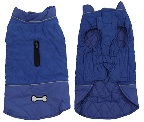 Geyecete dog coats waterproof with harness hole - Windproof Snowsuit puppy coats for small dogs Dog Clothes Outfit Vest Pets-Blue-S
