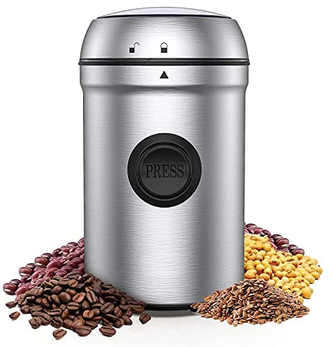 Molinillo De Café Eléctrico Multifunción, Molinillos De Especias Semillas Frutos Secos, Molinillo De Café 200W Con Cuchillas De Acero Inoxidable Para Moler Granos De Café Hierbas Nueces, Capacidad 75G