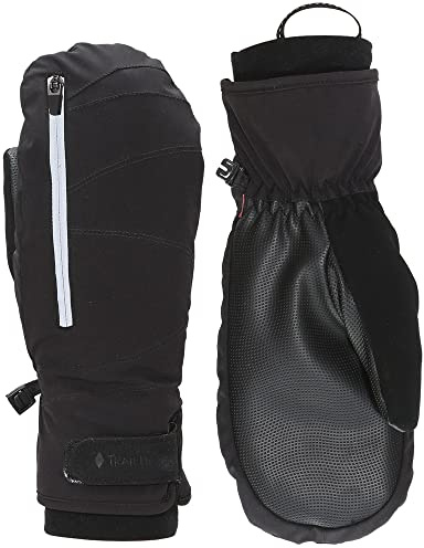 TrailHeads Women’s Convertible Zip Mitts | Winter Running Mittens | Thermal Mittens for Cold Weather - Black (Medium/Large)