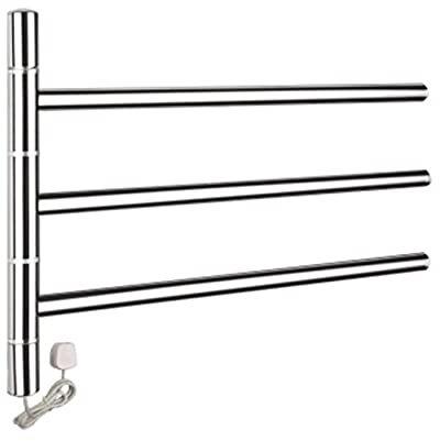 Sywlwxkq Radiatore scaldasalviette Elettrico da Parete in Acciaio Inox, portasciugamani Piccolo a 3 Barre ruotabile a 180 °, scaldasalviette Impermeabile riscaldato Piccolo, cablato