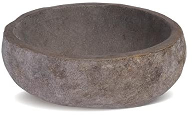 Vente-unique - Vasque de salle de bain en pierre de riviére STONE - Couleur grise