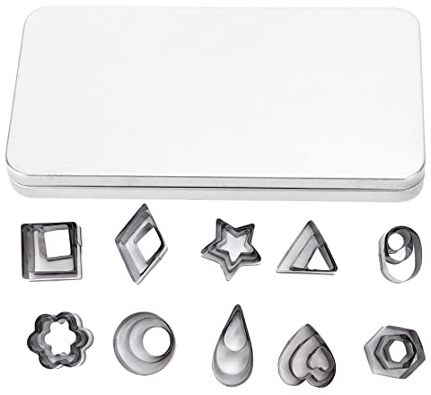 30 pièces ensemble d'emporte-pièces en forme géométrique, mini moules à biscuits en acier inoxydable coeur carré Triangle étoile ronde en forme de fleur moules de cuisson
