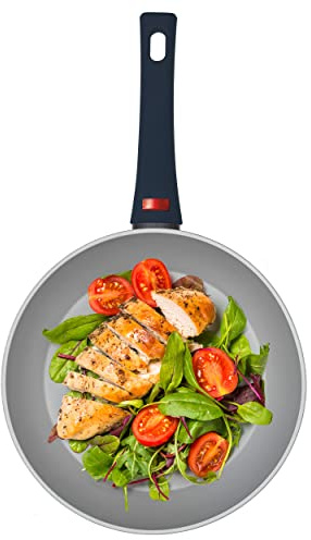 PROGRESS BW10824EU7 Thermo Handle 24 cm Frying Pan - Non-Stick Omelette/Egg Pan, Induction Hob Fry Pan, Large Crepe Pan, Colour Changing Handle Indicates Temperature for Pre-Heating, Forged Aluminium