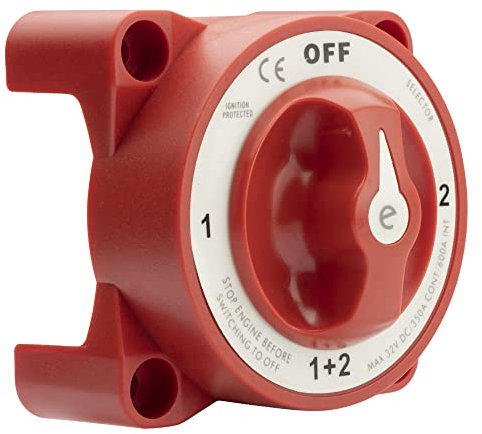 MangWany Doppelbatterie Isolator Marineschalter 4 Positionen 350A Batterietrennschalter Abnehmbarer Knopf Wasserdicht Zündgeschützt für Maschine Lkw Boot Van Elektronische Autos