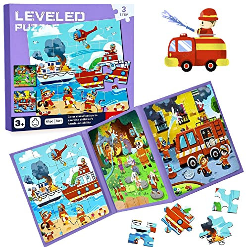 Kinderpuzzle,Magnet Puzzle,Tier Puzzle für Kinder,Reisespiele Kinder ab 3 Pädagogisches Puzzles,Pädagogisches Spielzeug,Lernspielzeug für Kinder 3 4 5 Jahren（Brandschutz）