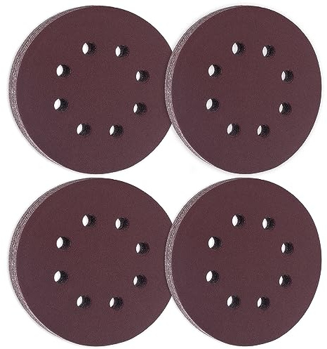 MIDO Professioanl Abrasive 125 mm Sanding Discs 110 PCS Sandpaper 5 Inch 8 Hole Sanding Pads 180 Grit Sanding Disc Hook and Loop Round Orbital Sander Pads for Sanding