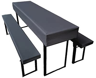 Bierzeltgarnitur Auflage (3er Set) aus 1x Tischdecke und 2X Bierbankhussen. Größe und Farben wählbar. (170 x 46 cm, Anthrazit)