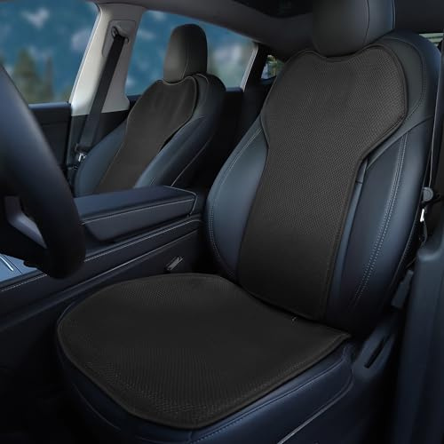 TOPABYTE Front Car Seat Covers for Tesla Model Y Model S Model X Model 3 | Breathable Interior Seat Cushion Protector for Tesla Model 3/Y/X/S 2017-2026 All Season Protection Breathable