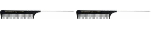 HERCULES SÄGEMANN - 190R-490R Toupierkamm | 9 Zoll Kamm mit Toupier-Zähnen für schnelles Styling | Nadel-Stielkamm für Locken-Wickler, Dauerwelle und Haarstyling (Packung mit 2)