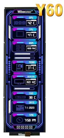wisecoco Écran LCD 12,6 HDMI IPS LCD Kit DIY Double haut-parleurs intégrés pour Hyte Y60 Boîtier PC CPU GPU Moniteur secondaire Facile à installer