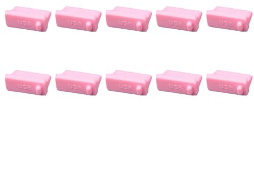 USB Port Plug Covers, 10 Pcs Silicone USB 3.0 Port Anti-Dust Cap Protector Stopper Cover for Smartphone Computer Laptop (Pink)
