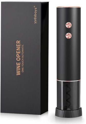 YYDSBAYS Electric Wine Bottle Opener Automatic Corkscrew Professional for Wine Lovers Luxury Gift (Gold, Opener with Foil Cutter, Gift Box, Rechargeable)