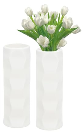 PATIKIL Jarrones de Flores, 2pcs Jarrones de Flores Elegantes para Ramo Jarrón de Flores de Plástico Irrompible Decorativo para Hogar Centro de Mesa Oficina Boda Fiesta, Blanco