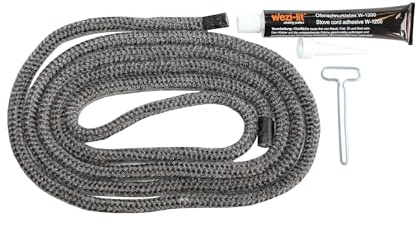 wezi-lit Ofenschnur anthrazit Ø 10mm 2m Ofenschnur + feuerfester Kleber 50g bis 1200°