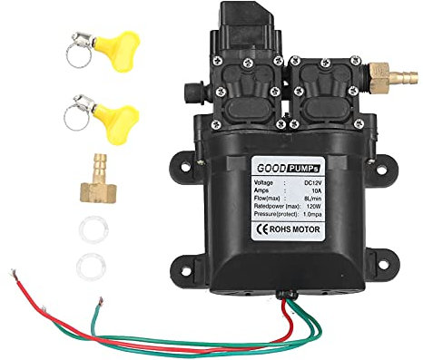 LOCADENCE Bomba de Transferencia de Agua, 10A 120W 10mm ID 18mm Salida de Agua Rosca Macho Bomba de Barril Eléctrica de Succión Única para Aspersores de Jardín Césped Duchas Barcos