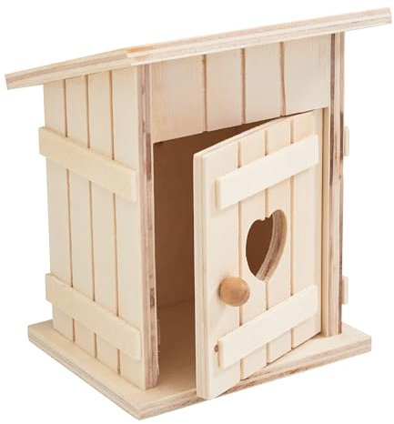 VBS Mini Toilettenhäuschen 8x6x10cm Miniatur WC Toilettenhaus Puppenhaus Badezimmer Dekoration Toilettensitz Deko Mini-Gestaltung Natur-Bastelmaterial