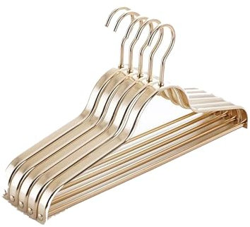 GLADIC Kleiderbügel 5 Stück, verdickter Kleiderbügel aus Aluminiumlegierung, winddichter Kleiderbügel, abriebfester Kleiderbügel für Erwachsene, goldfarben Coat Hanger