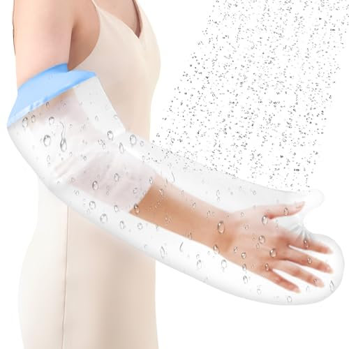 AMSGANK Protège Bras Plâtre Adulte, Protections pour Plâtre Imperméable Protection Bras Douche Couvre-main Plâtré Réutilisable Protège-plâtre Bras pour les Mains Blessées, le Poignet (Half Arm)