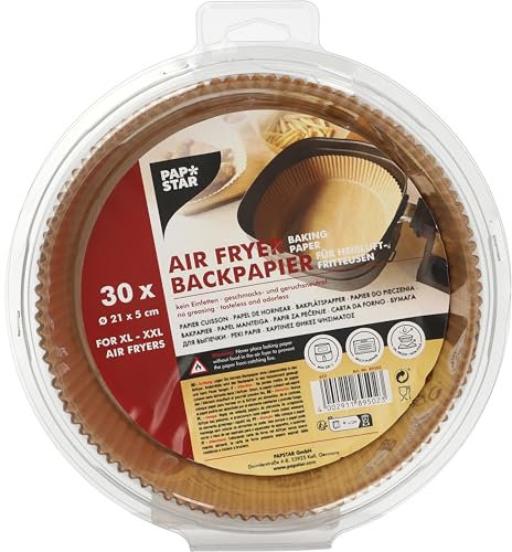PAPSTAR, Lot de 30 feuilles de papier sulfurisé Ø 21 cm - 5 cm - Marron - Pour friteuse à air chaud