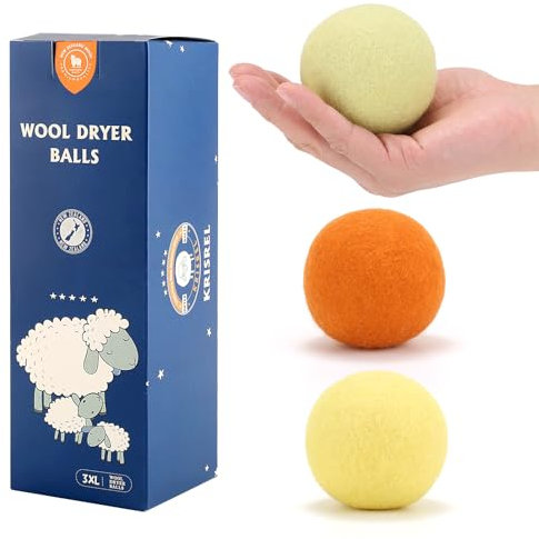 Wool Dryer Balls Handmade 3 Pack XL,Organic Laundry Dryer Balls,100% New Zealand Wool Natural Fabric Softener,Reusable 1000 Loads,Wrinkles Free, Shorten Drying Time,Baby Safe (3 Pack,Winter Sunshine)