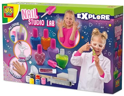 SES Creative 25141 Studio de Manucure - Vernis à Ongles pour Enfants - Fabrique Ton Propre Vernis - Jouet STEM - Kits d'Expérimentation