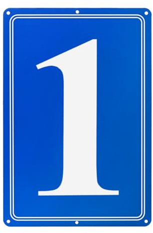 M METERXITY Aluminum Number Sign 1, 11.8 Inch House Numbers and Metal Letters, Parking Spot Letter Signs, Metal Letter Wall Decor for Garden/Door/Mailbox [White Text On Blue]