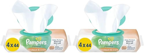Pampers Harmonie Protect & Care Baby-Feuchttücher 8 Packungen 44 Tücher : 176 Babyfeuchttücher, Helfen Sie dabei, natürliche Hautph, und ein wenig Ringelblume