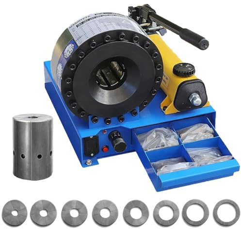Bonxrdun Hydraulikschlauch Presse Presswerkzeug mit 8 Magnetform (10-30MM) – einfach bedienbar, tragbares Werkzeug zum Crimpen von Hydraulikschläuchen (Rohr-Crimper)