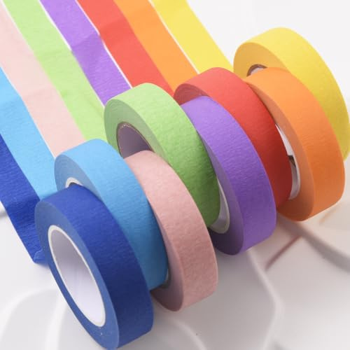 Ezranova 8 Rolls Masking Tape Coloured, 1.5cm x 13m Masking Tape Painters Tape, Craft Tape Sets for Painting, DIY, Craft, Labeling or Coding