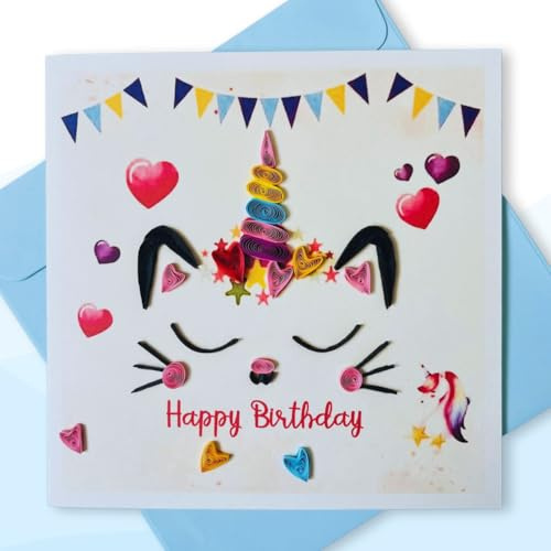 Quilling Cards 3D birthday Cards, handmade paper quilled card, handcrafted cards with sleeping cat design