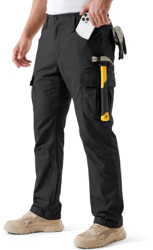 IGOLUMON Arbeitshosen Männer Stretch Cargohose Herren mit Elastische Bund | Robust Taktische Hose mit Vielen Taschen Elastische Bund Bequeme Arbeitshose Outdoorhose für Handwerker Outdoor
