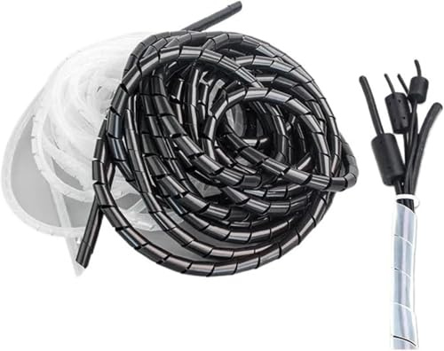 Avvolgicavo a spirale, ignifugo, tubo a spirale con diametro interno da 4 mm a 30 mm, protezione per cavi, materiale PTFE sicuro e resistente all'usura (nero, 20 mm x 2,8 metri)