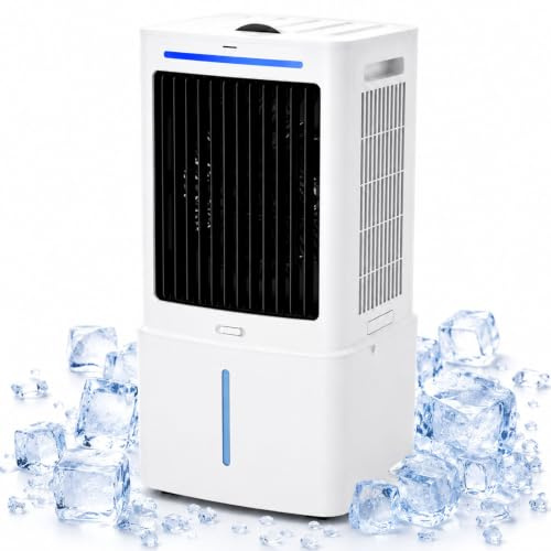 Condizionatore Portatile Senza Tubo, Grande Rinfrescatore 25L Timer Spegnimento 12H, con Telecomando, con Ruote Universali, Silenzioso per Interni Casa Camera Ufficio, con Display LED (390x340x775mm)