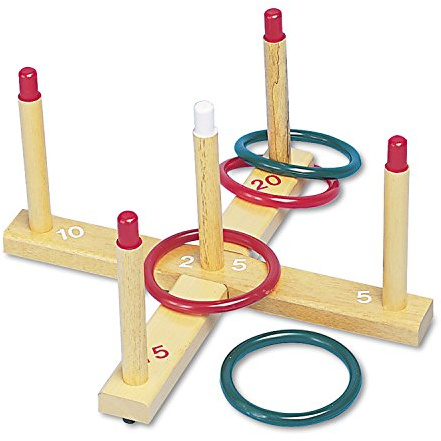 Champion Sports Wooden Ring Toss Set – Durable Backyard Toss Game with Wooden Base & Colorful Rings – Fun Indoor/Outdoor Activity for All Ages