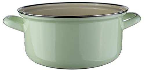 Riess, 0281-006, Kasserolle mit Chromrand Ø 22cm, BUNT PASTELL, Emaille, Vol. (rec.): 3,0 Liter, Made in Österreich, LBH: 30,1x23,8x10,5cm, 1,150kg, Induktionskocher kompatibel, Gasherd geeignet