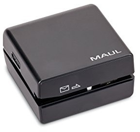 MAUL Brieföffner 7,3 x 7,3 x 4 cm | Brieföffner elektrisch zum bequemen Öffnen von Briefumschlägen | Brieföffner mit Schnittbreite ca. 2,5 mm | Inklusive Batterien | Schwarz