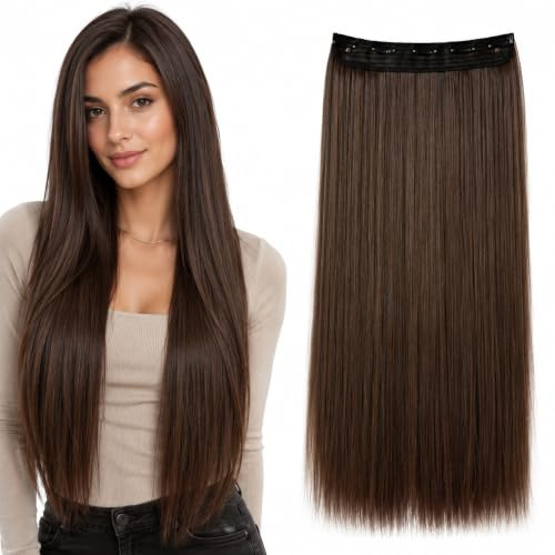 CAISHA 60cm Clip In Extensions Haarverlängerung Haarteil Braun Mix C59